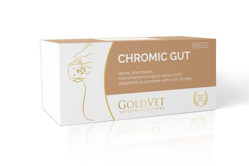CHROMIC Gut Absorbable Surgical Suture USP Size 3-0, 3/8 19mm Reverse Cutting, 29.5 Inches (75 cm), 12 Count, Veterinary Use