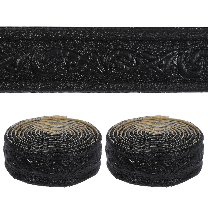 181" x 1.57" Peel Stick Foam Molding Trim, Flexible Crown Molding Wallpaper Border Self Adhesive 3D Wall Edging Lines Foam Baseboard Wall Trim for Home, Office, Hotel DIY Decoration (Black) Black