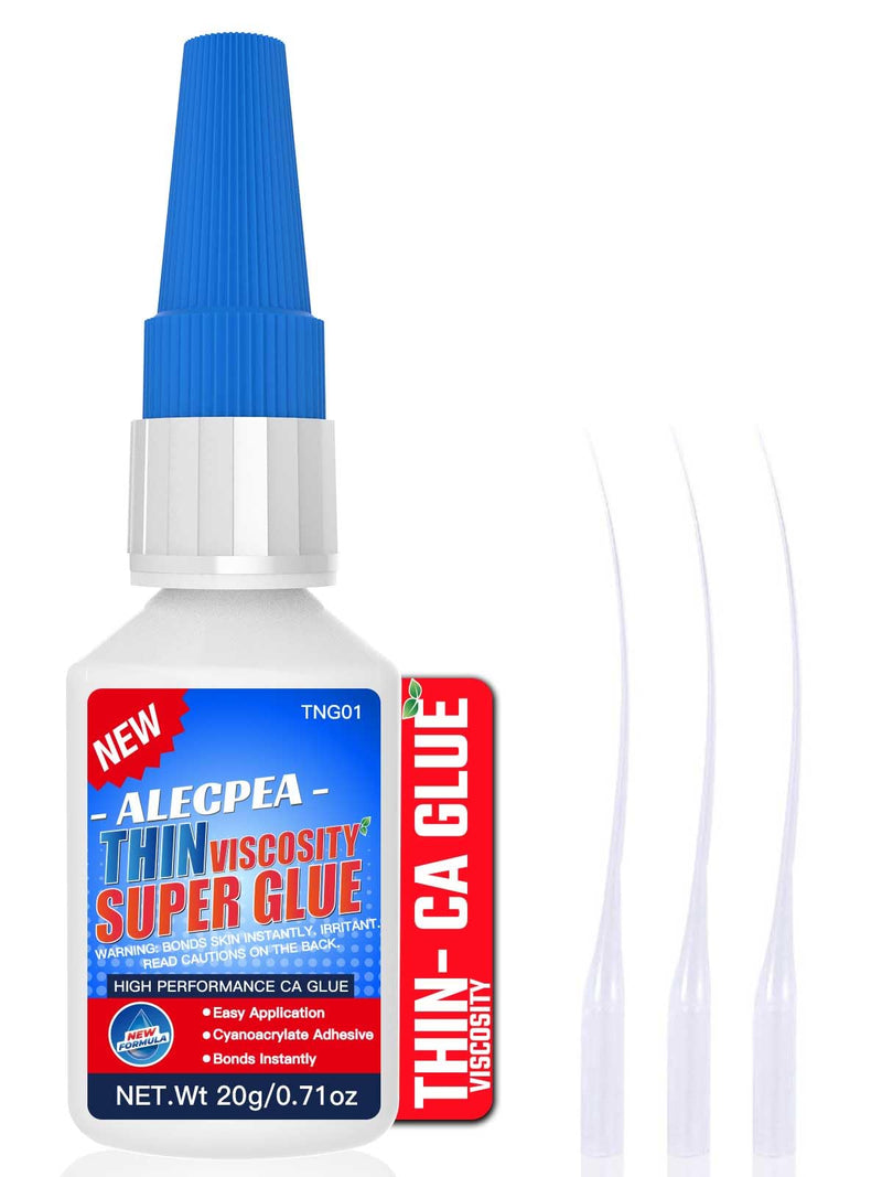 20g Thin CA Glue (2-3 CPS), 3-5 Second Cure Time - Ideal for Hobbies and Precision Work: Woodworking, Model Making (Cars, Airplanes), Pen Turning, Inlays, and Surface Stabilization 20g/1Pack