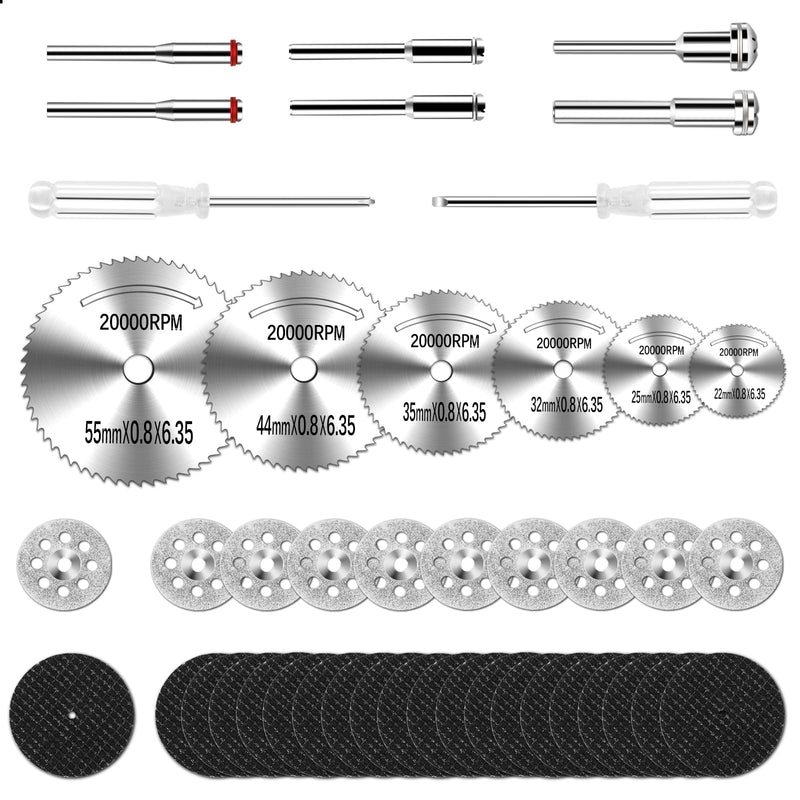 44Pcs Auxiren Cutting Wheel Kit for Dremel Rotary Tools, Mini HSS Circular Saw Blades Cutter, Resin Cutting Discs, 545 Diamond Cut Off Wheels for Cutting Wood, Metal, Plastic, PVC, Glass, Tile, Stone