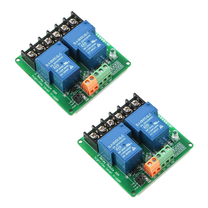 DIANN 2pcs 5V 30A 2-Channel Relay Module High Low Level Trigger with Optocoupler Isolation Load for PLC Automation Equipment Control Industrial Control 5V-2 Channel-2pc