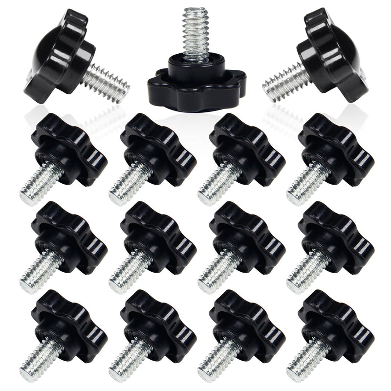 MroMax 15Pcs 1/4"-20 x 1/2" Threaded Knurled Thumb Nuts, Black Plastic Knobs Clamping Screws, Grip Knob Screw for Replacing Umbrella Base 1/4" x 1/2"
