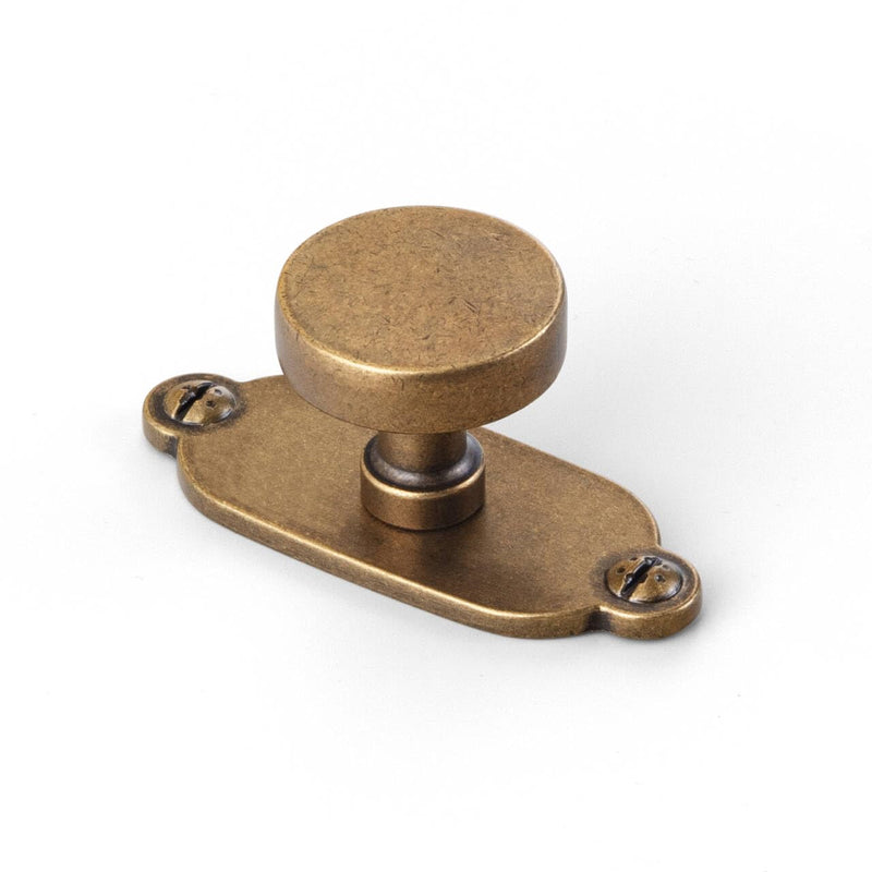 Goo-Ki 6 Pack Antique Brass Cabinet Knobs with Backplate Zinc Alloy Kitchen Hardware - Vintage Brass Bar Drawer Knobs Single Hole/Screw Cabinet Pulls with Spacer
