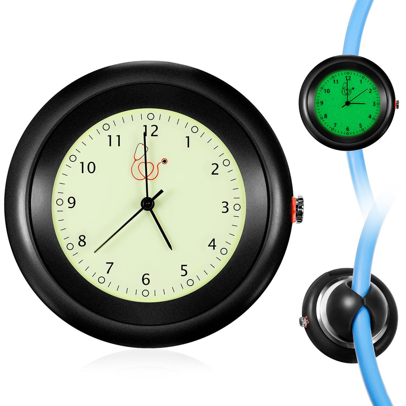1 Pcs Glow in The Dark Stethoscope Watch Nurse Gift Clip on Pocket Clock with Second Hand 2025 CNA Week Appreciation Accessories for Doctor Clinic Staff (Black) 1 Black