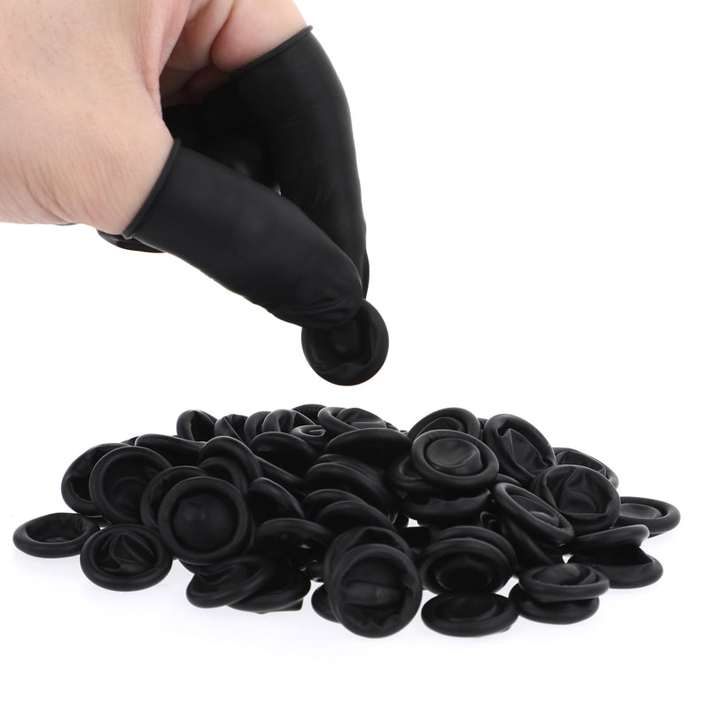 100 Pcs Finger Cots Finger Protectors, Medium Finger Protectors Disposable Fingertips Protective Finger Cots Silicone Non-allergenic Finger Gloves Suitable for Beauty Manicure Massage (Black) Black