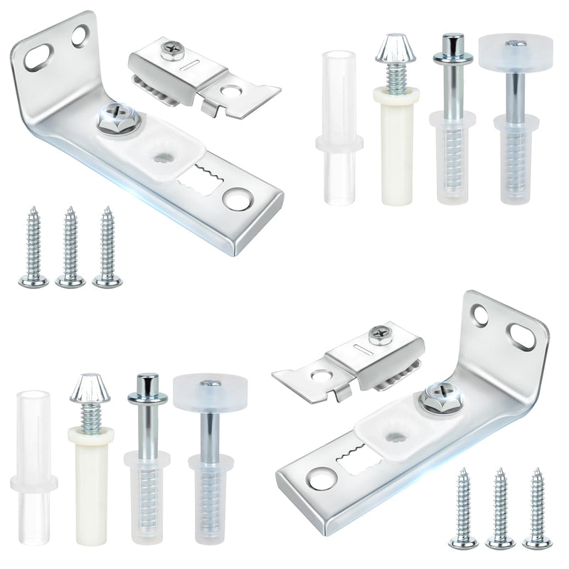 Bifold Door Hardware Repair Kit - 2 Pack with Parts for Bifold, Sliding, Closet, Pocket, Barn Doors Top & Bottom Brackets, 3/8" Pivot, 7/8" - 1" Guide Wheels Fits Common Track
