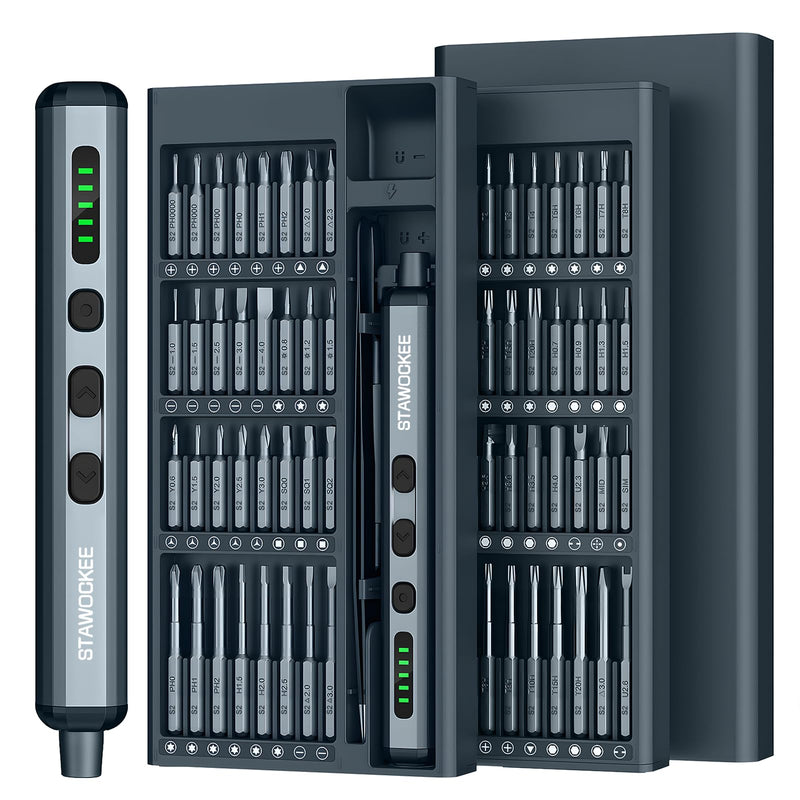 Mini Electric Screwdriver - Precision Electric Screwdriver Cordless, 68-in-1 Magnetic Drill Bit Set, 5 Torque Settings, Rechargeable Repair Tool Kit for PCs, Cameras, Wacthes and Electronics