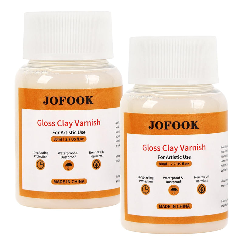 Gloss Clay Varnish,160ml Acrylic Varnish,Air Dry Clay Glaze,Clay Sealant,Glossy Finish for Pottery,Clear Gloss Varnish for Polymer or Craft Pottery,Ceramics,Oil Painting,Wood,Two Bottles