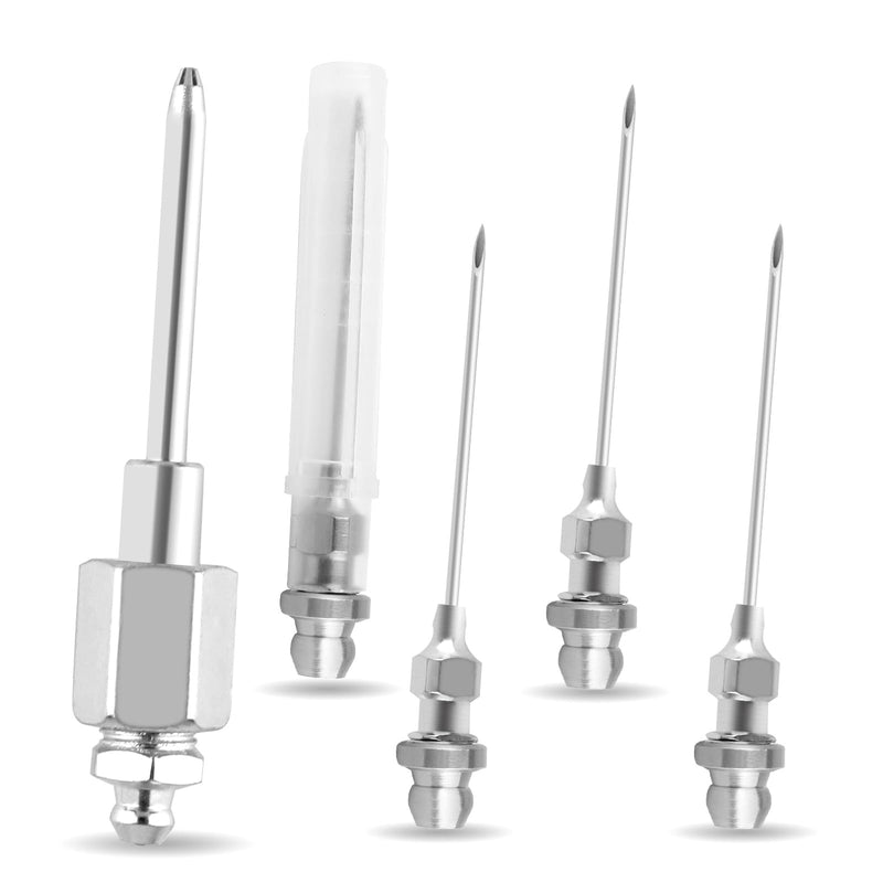 5Pcs Grease Gun Needle Nozzle Kit,Include 4Pcs 1/8 Inch 18G NPT Threads Grease Gun Needle Tips and 1Pcs Narrow Grease Needle Dispenser for Injecting Grease into Small and Confined Spaces - NewNest Australia
