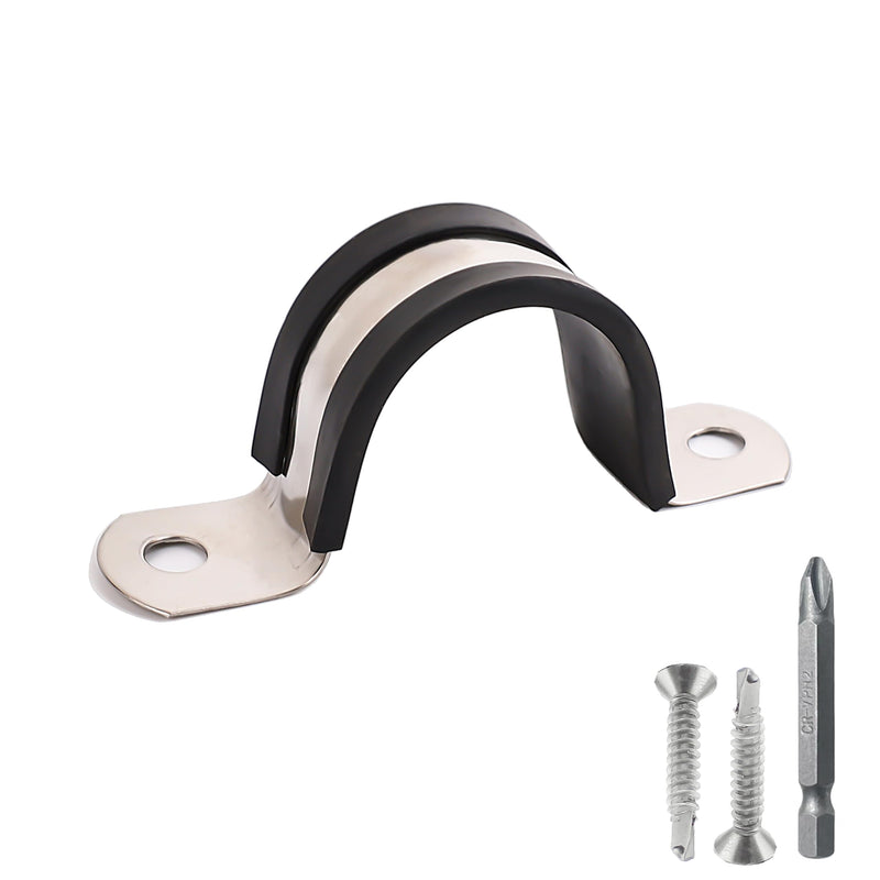 Pipe Clamps,304 Stainless & Rubber Cushioned Heavy Duty Conduit clips (SCH 1/2 in (Φ 22 MM) - 10 Pack) SCH 0.5 in (Φ 22 MM) - 10 Pack