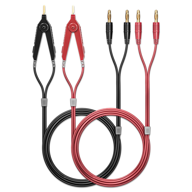 Goupchn LCR Meter Test Leads Terminal Kelvin Clips Cable Wires to 4mm Banana Plugs Gold-Plated 1.2m/3.94ft for DMM 4mm Banana Plug to Alligator Clip