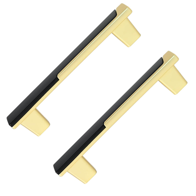 6 Pack Black and Gold Drawer pulls, Quality 4-3/4 Inch Length Cabinet Handle for Dresser and Closets,3-3/4 inch Hole Center 3-3/4 inch Hole Center 6