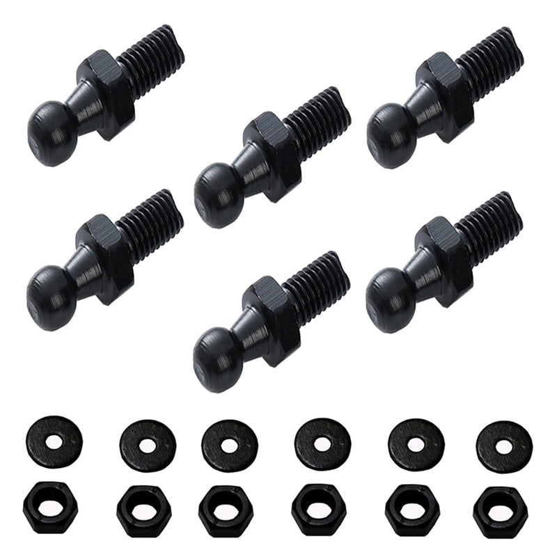 KEMANI Lots 6pcs 10mm Ball Studs, M8 Ball Stud Screws 8mm Female Thread x 1/2" Long Shank for Gas Spring Lift Support Struts End Fitting with Hardware (Black, M8 6pcs) Black