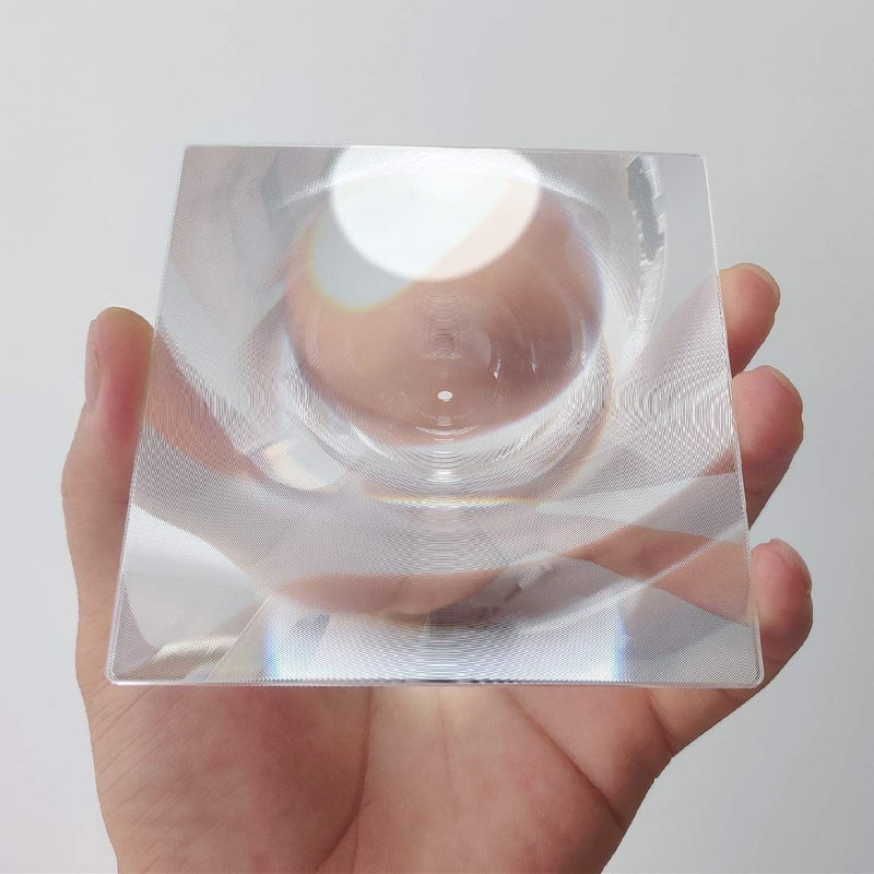 Fresnel Lens, 100x100mm, Focal Length 100mm, Acrylic (not Glass), 3X Magnifying, Solar Death ray for Physics Classroom, Solar Heating, Fire Starter, Small Magnifier, DIY Optical Viewing Lens