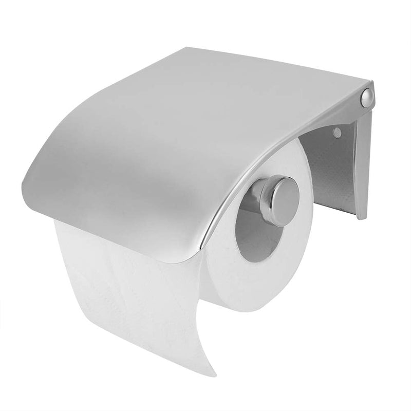 Toilet Paper Holder with Cover, Stainless Steel Tissue Roll Storage Rack Wall Mounted Toilet Paper Roll Dispenser for Bathroom Washroom
