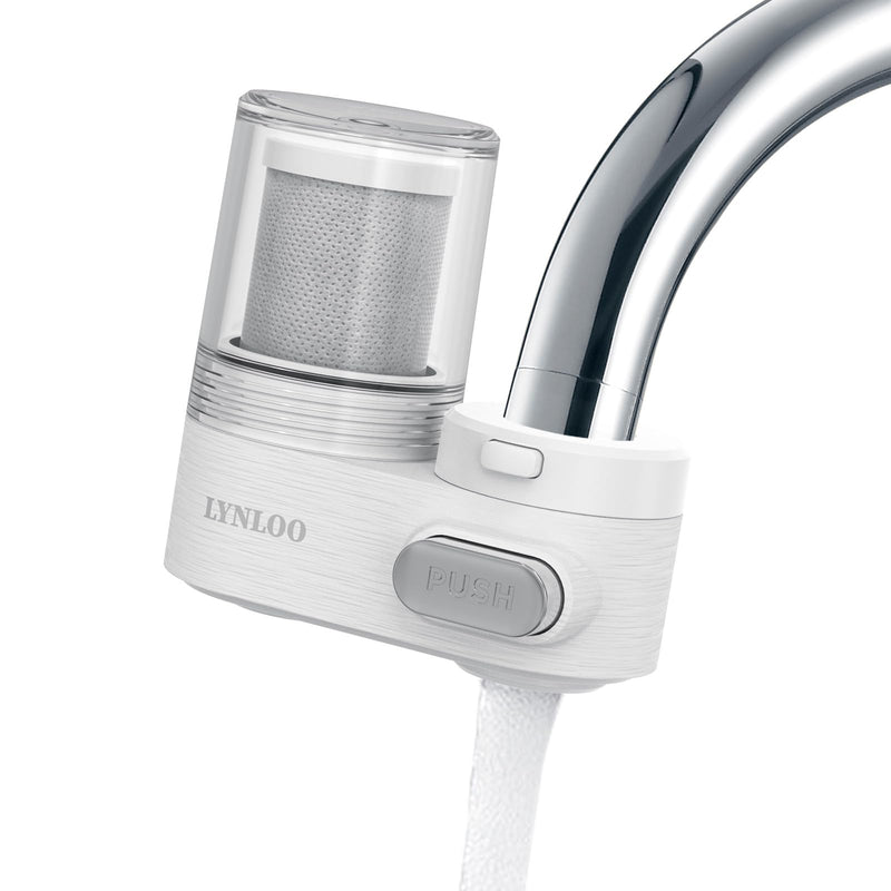 Faucet Filter, Push Button, Dual Spray Modes, Mechanical Switch Button - 350 Gallons Water Purifier for Sink, NSF Certified Reduces Chlorine & Bad Taste with 1 Replacement