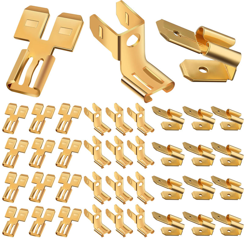 36Pcs Connectors Combination Kit Double Spade Connector, Piggyback Spade Connector, Chair Terminal Quick Disconnect Adapter 12 Each, Piggyback Spade Connectors, Female Spade Connector Spade Connector Gold