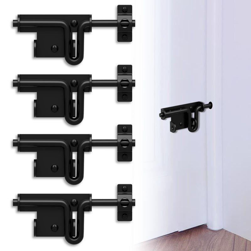 6.4 Inch Heavy Duty Slide Bolt Latch, Bi-Directional Gate Latch with Protective Coating, Solid Hardware Thickened Bolt Latch for Left or Right Hand Swinging and Sliding Doors-4 Pack 4
