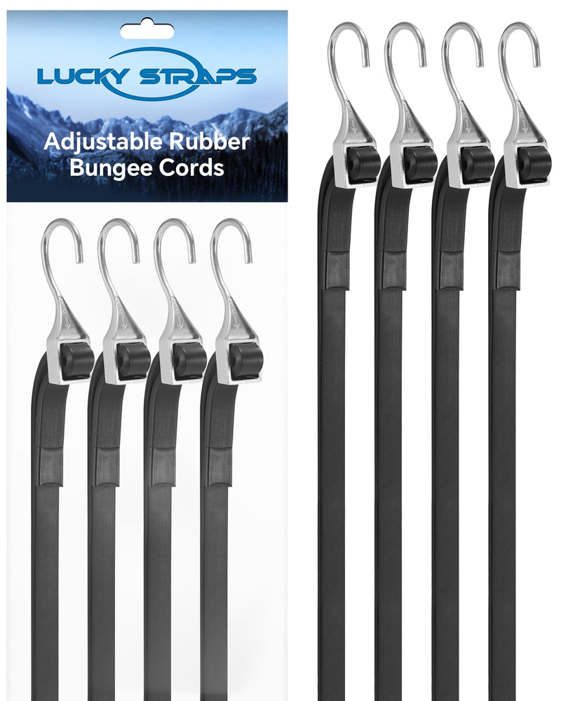 48 Inch Adjustable Rubber Bungee Cords, Easy to Adjust from 6" to 48", Black Bungee Straps with 1.9X Stretch, Rubber Tarp Straps with Crimped S Hooks for Cargo, Tarps, Van, Truck, Motorcycle (8 Pcs) 100% Rubber 48 Inch