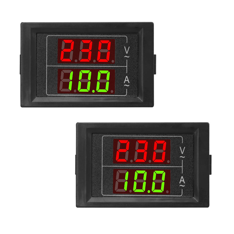 2-Pack 2in1 Panel Multimeter 110V/220V, Digital Ammeter Voltmeter AC 80V-300V 100A, Volt Amp Meter LED Display Voltage Amperage Detector Tester Gauge with Current Transformer CT (Volt+Amp) Volt+Amp