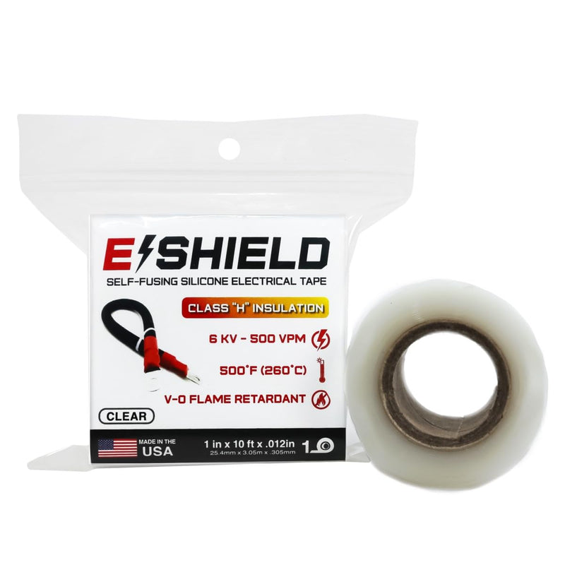 Bond It E-Shield Self-Fusing Silicone Tape, Adhesive-Free, Arc & Track Resistant Electrical Insulation Wrap, Waterproof, Heat Resistant Up to 500F, Non-Sticky, 1" x 10' x 12mil, Clear - NewNest Australia