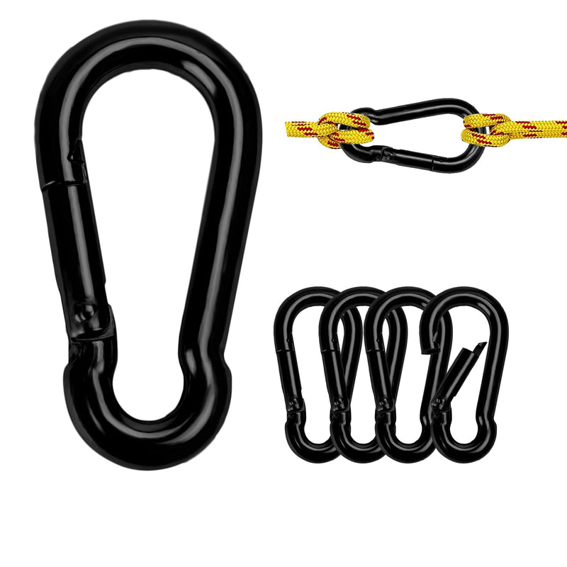 Spring Snap Hook Black Carabiner ，Sunxer Tool Small Black Carabiner Clip 1.57 inch 5 PCS Heavy Duty Carabiner Clip Qick Link for Keychain Dog Leash Locking Camping Fishing Hiking 1.57inch(M4)--5pcs