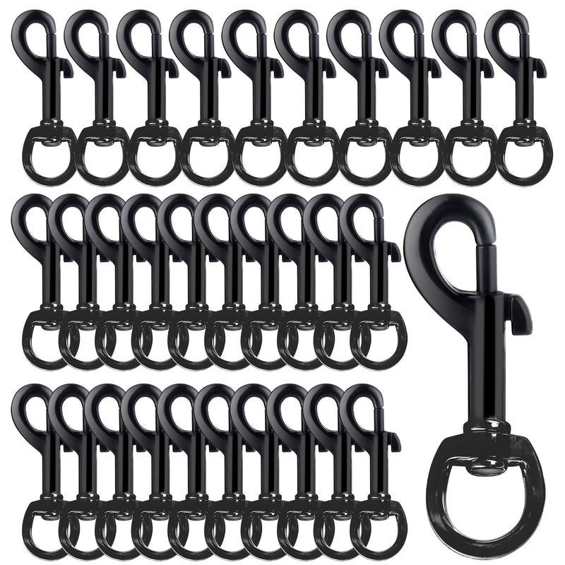 Swivel Trigger Snap Hooks, Heavy Duty 2.75" Dog Leash Clip, 30Pack Rust-Resistant Smooth Single Ended Flag Clips for Flagpole Rope, Keychain, Camera Strap Linking, Pet Leash (Black) Black 2.75"