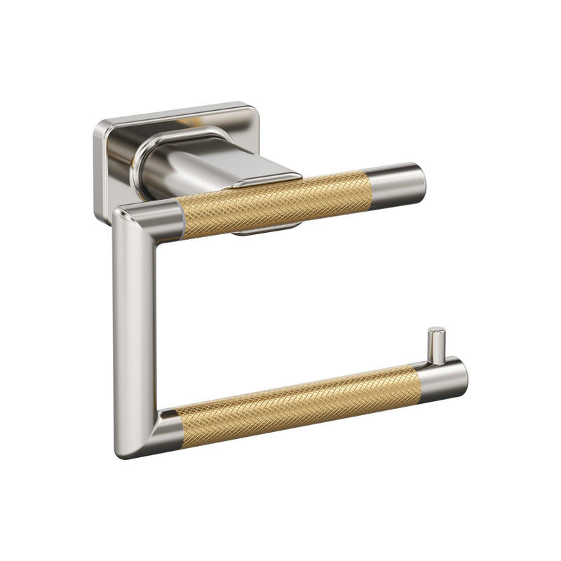 Amerock Esquire 5-7/8 inch (149 mm) Length Polished Nickel/Champagne Bronze Single Post Tissue Holder, BH26617PNCZ