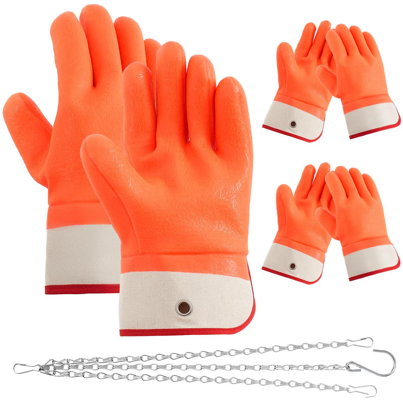 2 Pairs Propane Cylinder Handling Gloves with Chains Double Dipped PVC Forklift Propane Gloves Men Work Waterproof 2