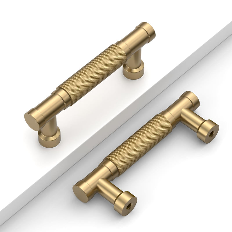 10 Pack 3''(76mm) Champagne Bronze Knurled Cabinet Handles Kitchen Champagne Pulls for Cabinets Drawer Pulls Dresser Hardware for Cupboard Bathroom 3" Hole Center 10 Packs