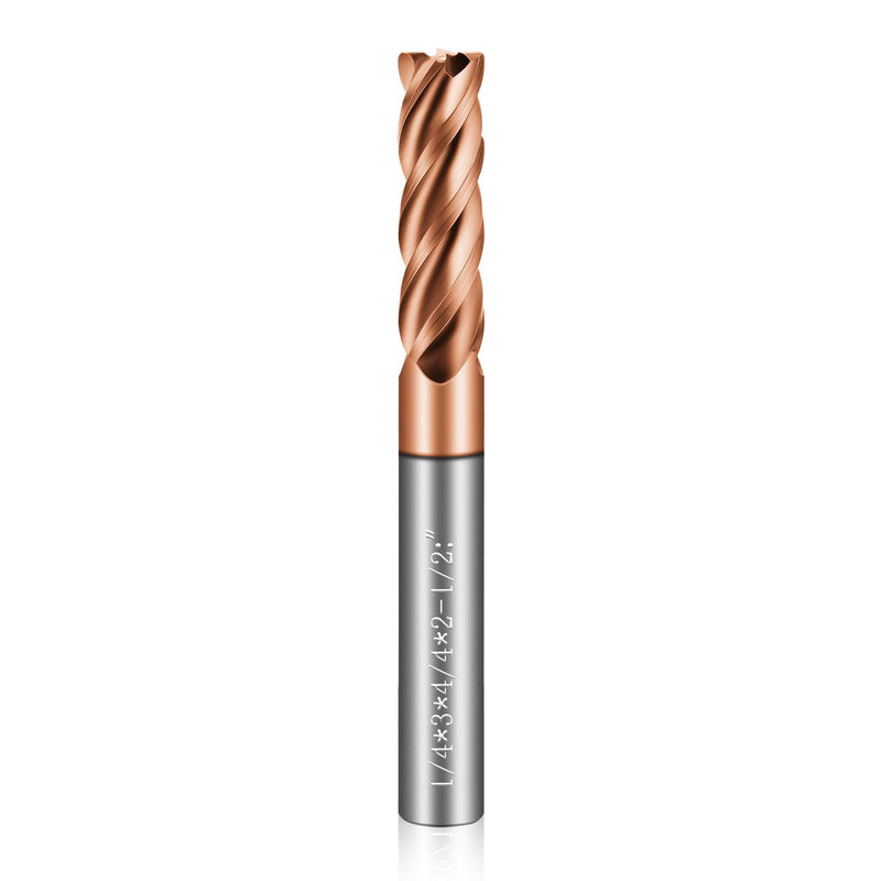 1/4" Carbide End Mills - 4 Flute Square End Mill with AlTiN Coating, HRC 55 Deg, 4T Tungsten Milling Bits for Stainless Steel, Hardened Steel, Cast Iron, Copper, Alloys & More 1/4 in