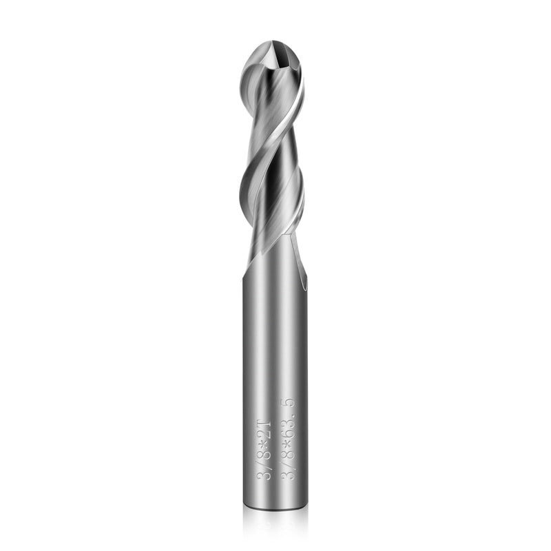 3/8" Carbide Ball Nose End Mills - 2 Flutes End Mill Bits, Tungsten Milling Bit CNC Cutting Tools for Stainless Steel, Forge Steel, Hardened Steel, Copper, Alloys & More 3/8 in 1