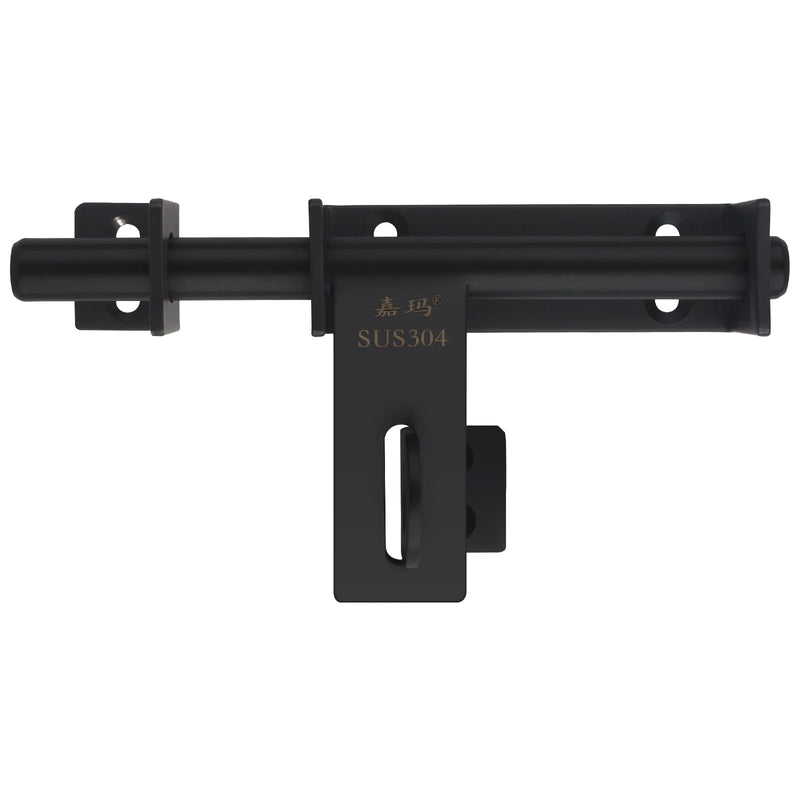 Heavy Duty Barrel Bolts Safety Door Lock, 6.7 Inch Slide Bolt Gate Latch with Padlock Hole,Solid SUS304 Stainless Steel Barrel Bolt Latch for Wooden Fence, Yard Door, Barn Door, Shed Door, Interior Black