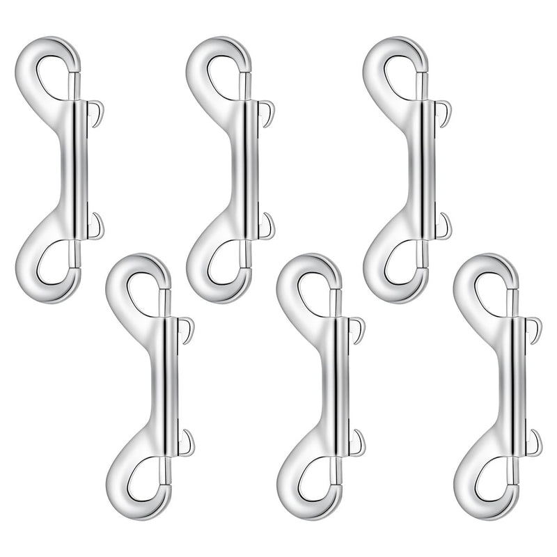 6 Pack Double Snap Hooks Double Ended Bolt Snaps Hook Double Ended Clips Dog Leash Hook Clips Pet Chain Buckle Metal Trigger Snap Hooks Zinc Alloy Double Hook Clip Heavy Duty Chain Clip (Silver)