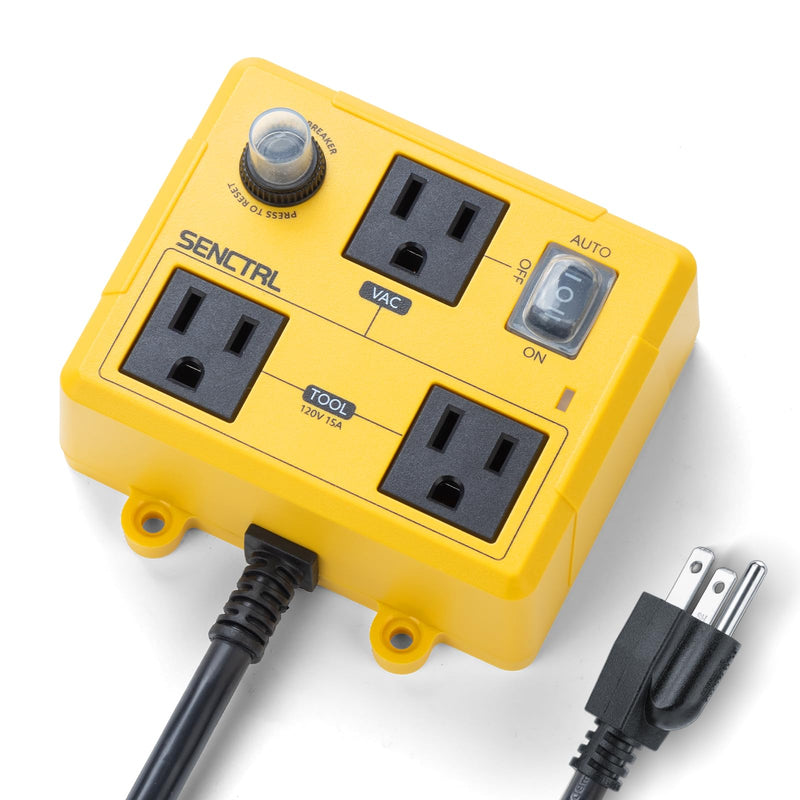 Automatic Vacuum Switch for Power Tools to Turn Dust Collector On and Off Automatically, Auto Switch for Woodworking Table Saw, Delay Shut Off Shop Vac, Safety Overload Circuit Breaker