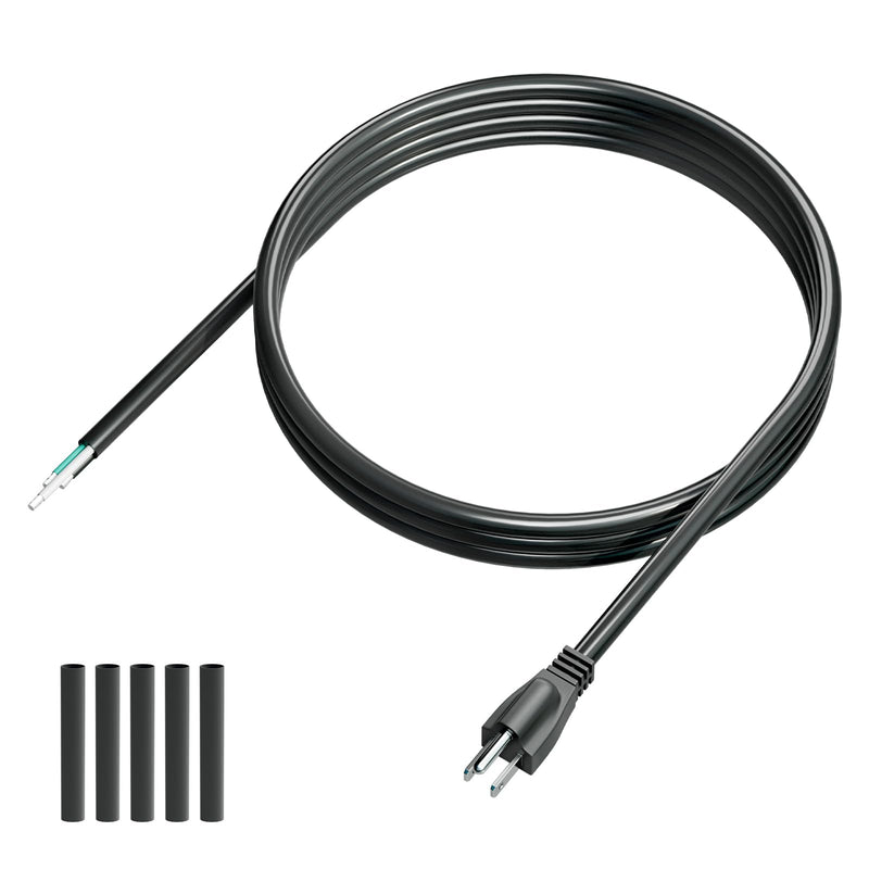 10 FT Male Plug Extension Cord, 125 V 20 A 3 Prong 3-Wire Straight Blade Plug with AWG 12 Cable, Replacement Power Cord, Includes 5 Heat Shrink Tubes, UL (Male Black 1 Pack) Male Plug/AWG12/10 FT