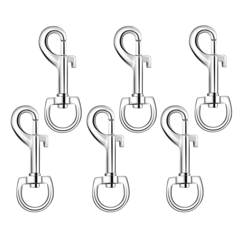 6 Pack Swivel Snap Hook Swivel Eye Bolt Snap Hook Swivel Eye Snaps Clips Swivel Snap Hooks for Pet Leash Scuba Diving Heavy Duty Eye Bolt Clips Single Ended Clip Hooks Dog Leash Clips Flag Clips