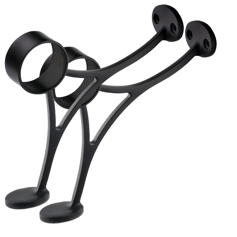 Stainless Steel Bar & Floor Mount Combination Foot Rail Bracket ,Fits 50.8mm/2inch OD Bar Foot Rail Tubing Furniture Hardware with Screws (Matte Black, 2Pack) Matte Black 2 Pack