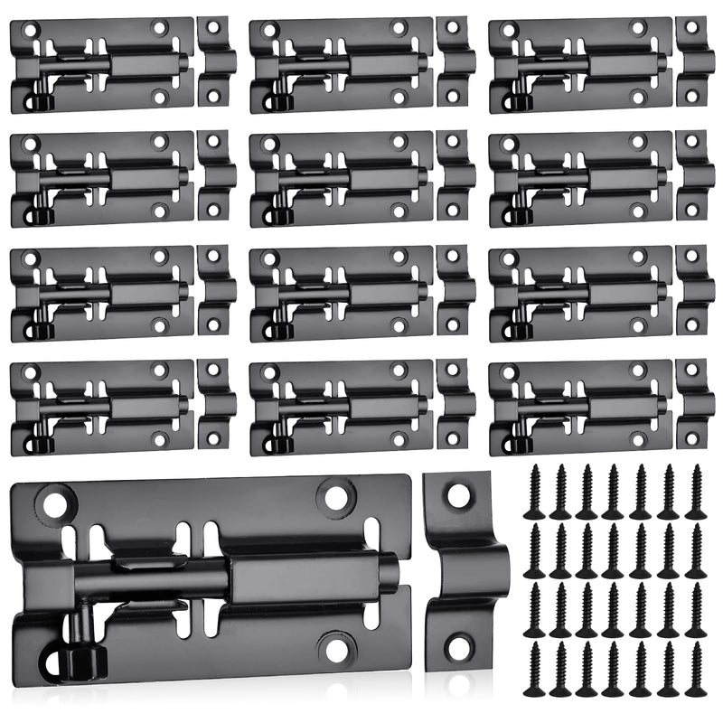 12 Pack Slide Barrel Bolt Latch, 2.87 Inch Solid Stainless Steel Bolt Latch, Small Barrel Bolt Door Latch with Screw, Security Lock Sliding Lock for Door, Easy Installation