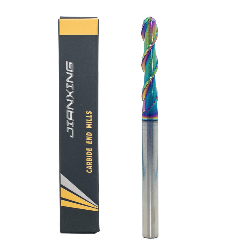 1/4" Extra Long DLC Coated 2-Flute Carbide Ball Nose End Mill, 4" Overall Length, Ideal for Aluminum, Copper Alloys & Plastic Machining–High Precision & Wear-Resistant Cutting Tool (1 Piece) 1/4" Extra Long