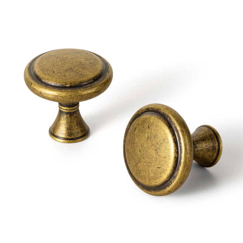 Goo-Ki 6 Pack Antique Brass Drawer Knobs Zinc Alloy Kitchen Cabinet Hardware - Vintage Bronze Knobs Single Hole/Screw Dresser Handles Cabinet Pulls