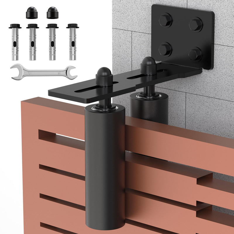Heavy Duty Slide Gate Roller Guide with L Rear Post Steel Bracket, Sliding Rolling Gate Hardware Kit Support Assembly for Sliding/Rolling/Garage/Wood/Fence Door (Black-1pc, 6in) Black-1pc