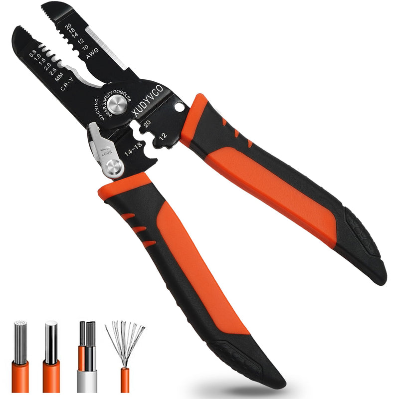 5-In-1 Wire Stripper Tool, 3rd Generation Wire Strippers for 10-20 AWG Electric Wire, 7IN Multifunctional Electrician Cable Stripper for Stripping, Cutting, Crimping, Sharpening, Clamping