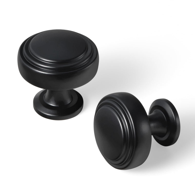 Goo-Ki 6 Pack Matte Black Cabinet Knobs Zinc Alloy Drawer Knobs, Modern Black Dresser Knob Single Screw/Hole Cabinet Pulls Kitchen Cabinet Hardware