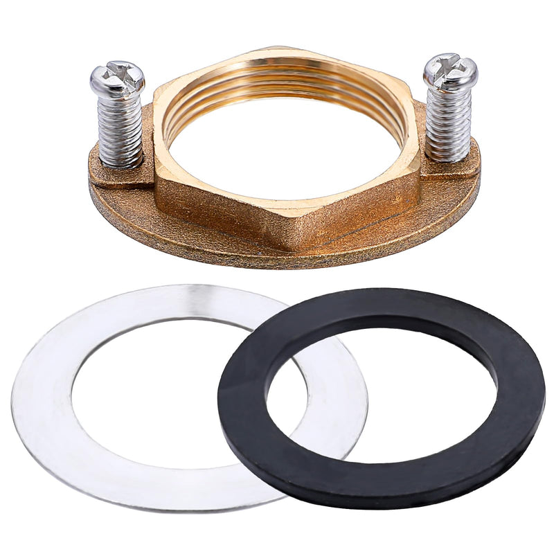 1 Set Brass Faucet Lock Nut Brass Female Locknut Faucet Washers for Secure Faucet Nut Hex Faucet Locknut Plumbing Installation Kit of Bathroom Lock Nuts Thread M32*1.25 (Inner Diameter:32mm/1.23in)