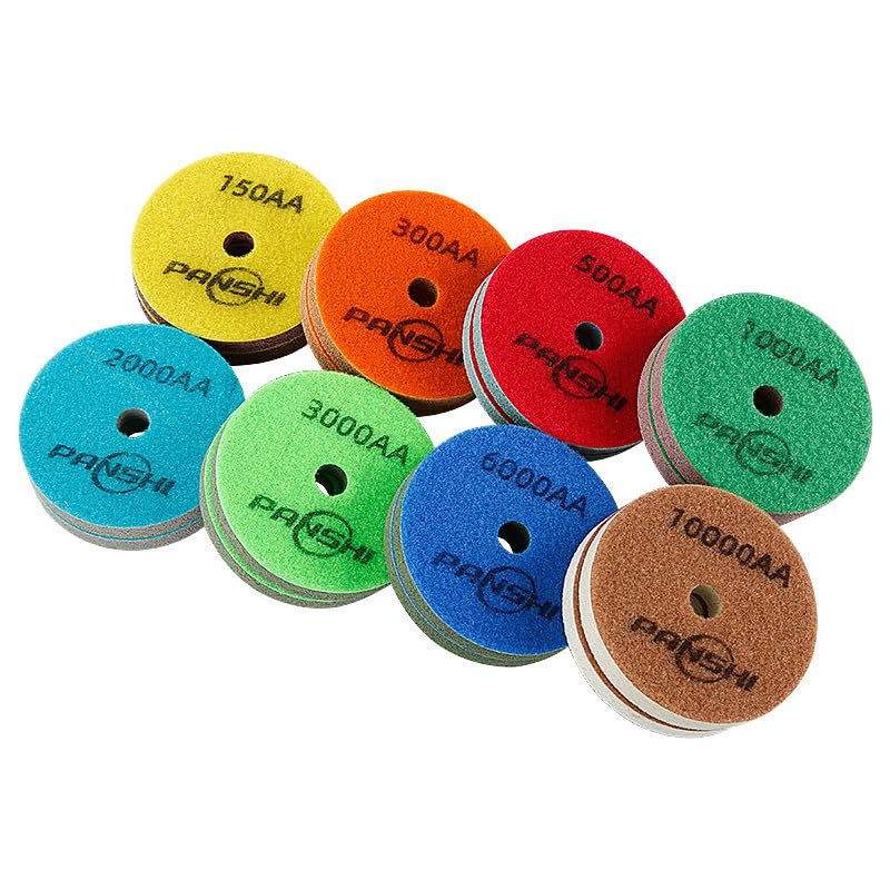 LOZLIN 8PCS 5/8-11 Granite Sponge Polishing Pad 4 inch Granite Marble Terrazzo Pad Concrete Terrazzo Polishing Foam Grinding Discs