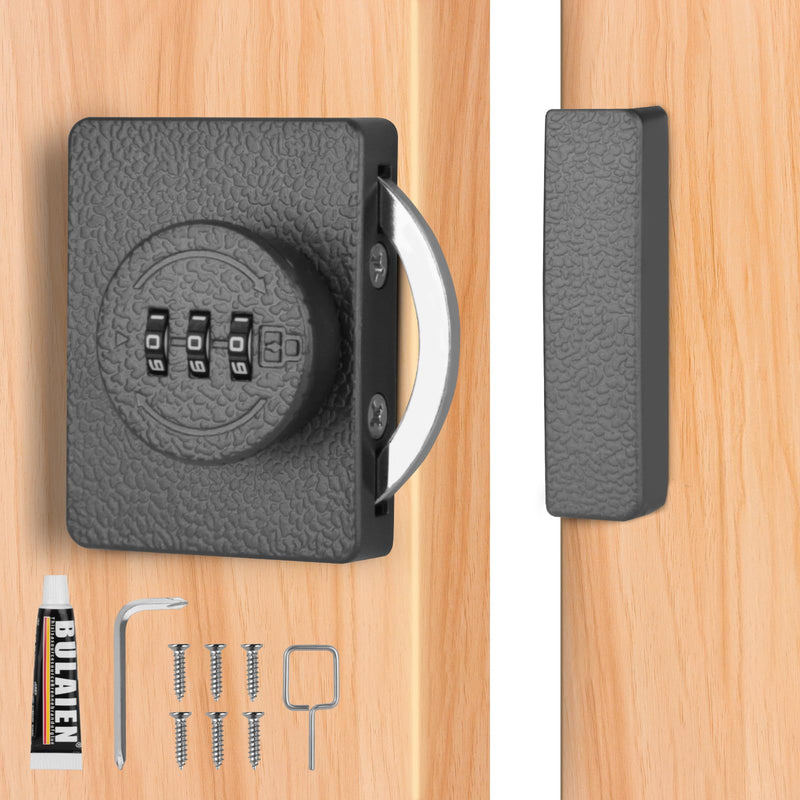 Keyless Combination Cabinet Lock - 3-Digit Security Door Lock for Cabinets, Drawers, and Closets | Childproof & Baby Safety Lock | Easy Installation (Gray) 1 Gray