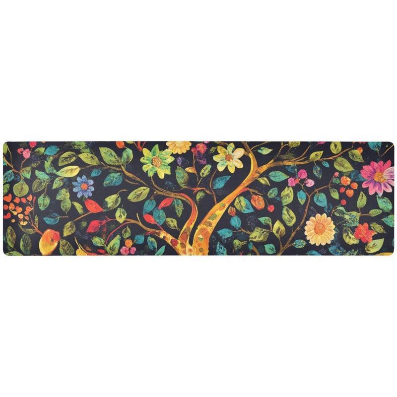 2 in 1 Heat Resistant Table Runner Trivet for Hot Pots and Pans 39 x 12 Inch Long Hot Pad Decorative Table Protector for Kitchen Countertop Tree of Life Floral Leaves Tree of Life Floral Leaves Black