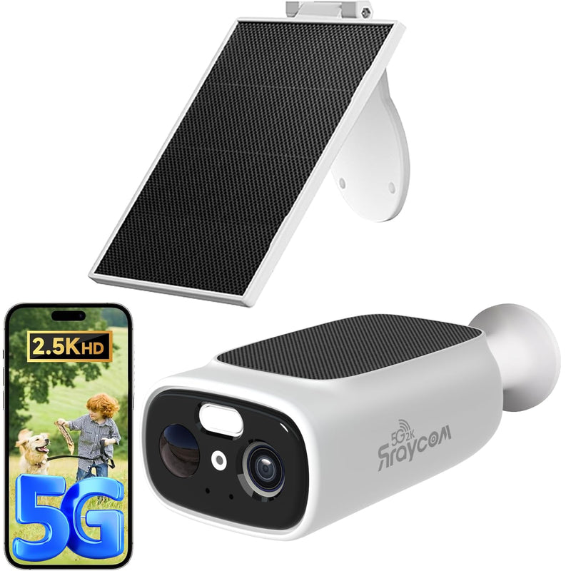 Rraycom 2.5K Solar Security Cameras Wireless Outdoor, Tuya Smart Camera,2-Way Talk, Color Night Vision, PIR Motion Detection,Spotlight/Siren, Alexa, Waterproof,No Monthly Fee C366-1pc