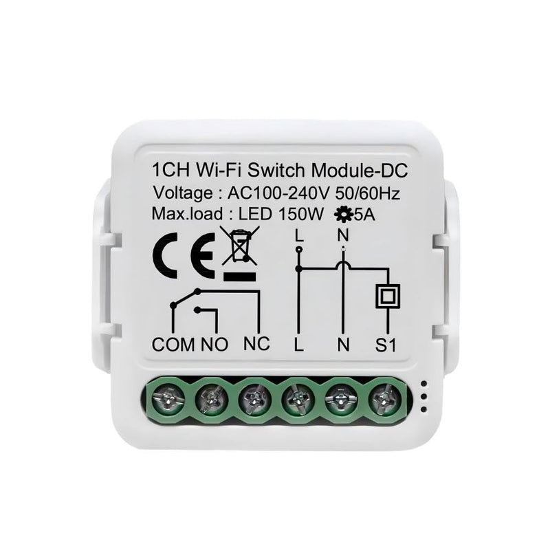 1CH Dry Contact WiFi Relay Switch Module,DC 12/24V AC 100-240V,Tuya Smart Life app,Work with Alexa,Google Home